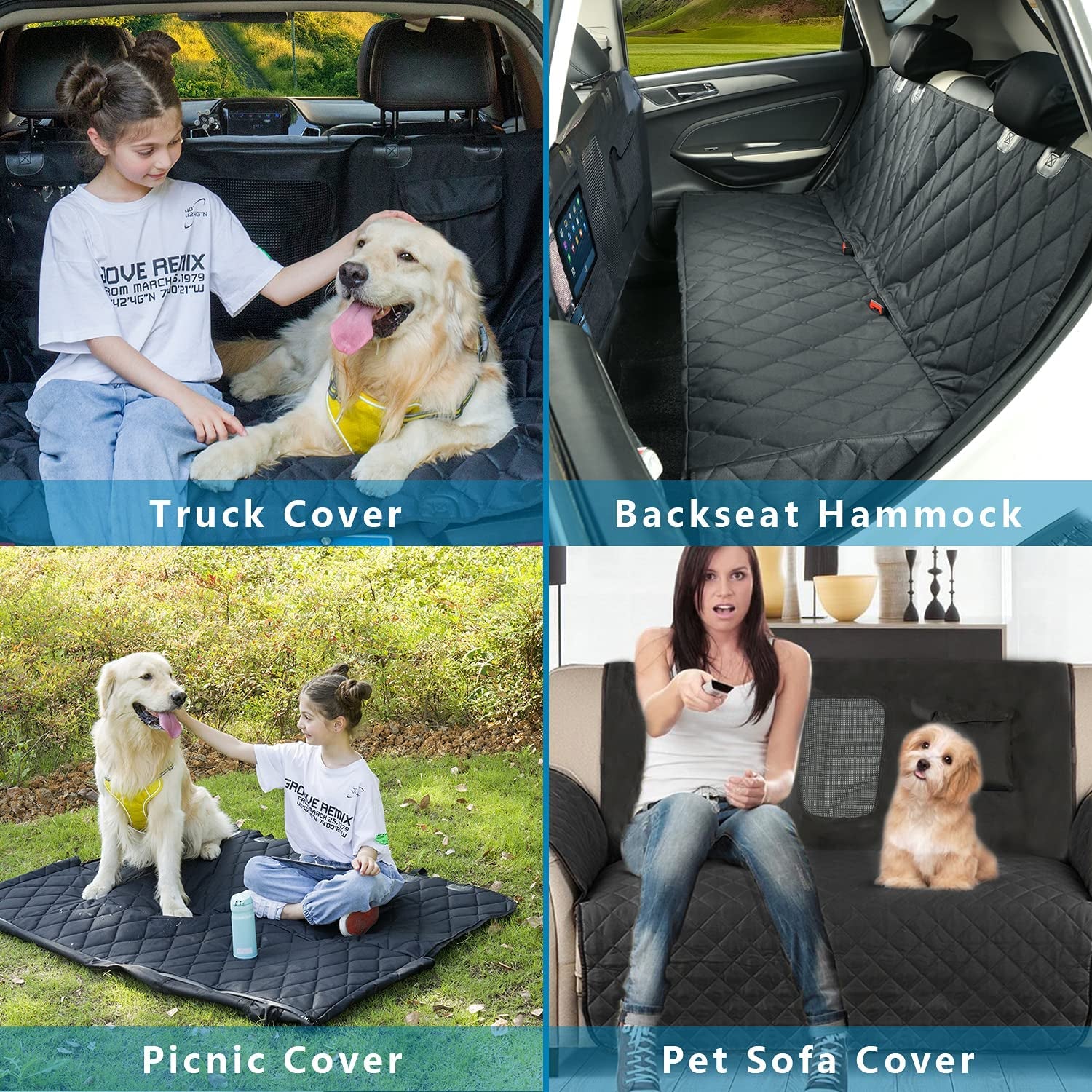 Backseat Dog Cover for Car - Dog Seat Cover - Dog Hammock for Car, Rear Seat Covers for Dogs Waterproof Dog Seat Covers for Cars Back Seat Scratch-Proof Nonslip Mesh Sections Window, SUV